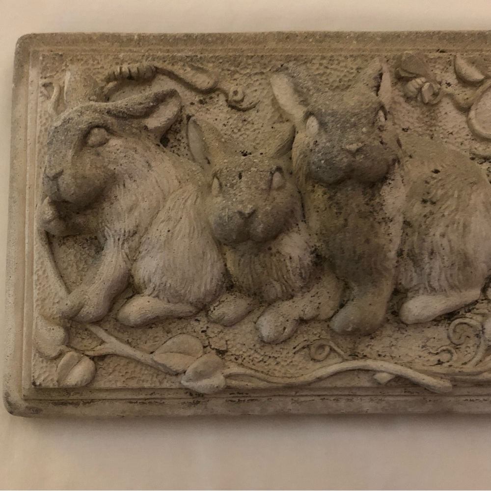 Decorative Rabbit Wall Plaque in Weathered Stone Finish - Picture 2 of 10